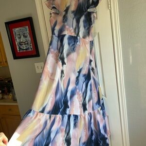 Bar 3 Multicolor tie dye wrap Maxi Dress